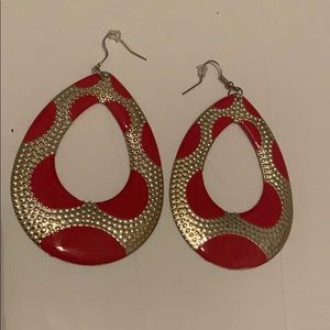 Gold and red earrings